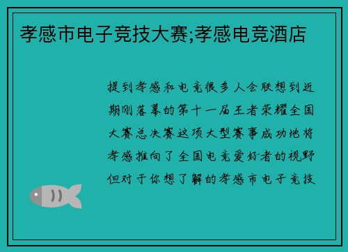 孝感市电子竞技大赛;孝感电竞酒店
